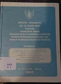 Image of Undang-Undang RI No. 12 Tahun 2003 Tentang Pemilu